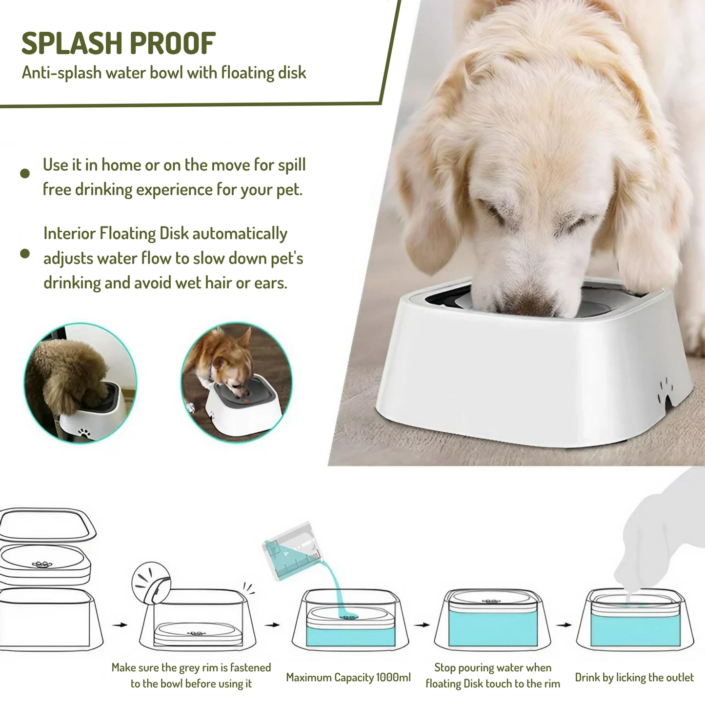 SPLASHSHIELD - Anti-Splash Water Bowl For Pets